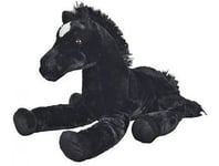 Grand Peluche : Cheval Noir Couche 61cm - Peluche Enfant - Doudou