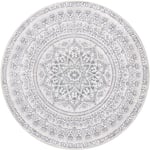 Tapis Décoratif, Tapis Rond de 1,2 m Diamètre pour Chambre, Tapis Antidérapant, pour Salon, Bureau, Canapé, Lavable en Machine, Style Bohème, Gris