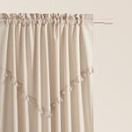 ROOM99 Chloe Curtain with Ruffle Tape, 140 x 280 cm, Width x Height, Semi-Transparent Sliding Curtains, Decorative Modern Curtain, Living Room, Bedroom, Cream, 1 Piece