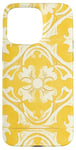 Coque pour iPhone 15 Pro Max Carrelage floral jaune avec détails ornementaux