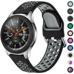 JUVEL Compatible with Samsung Galaxy Watch 3 45mm Strap/Samsung Galaxy Watch 46mm Strap, Dual Colour 22mm Silicone Breathable Sport Replacement Straps for Huawei Watch GT 3 46mm, Small BlackGrey