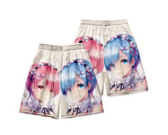 1PCS Swimming Shorts Mens Anime Ram Rem Re：Life In A Different World From Zero 3D Print Funny Hawaiian Beach Trunks Surf Gym With Pockets For Summer Beach Holiday XXS