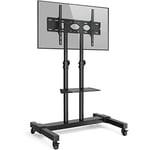 RFIVER Tall Mobile TV Stand on Wheels Castors for most 32"-80" Flat Curved TVs, Rolling TV Trolley, Height Adjustable TV Cart, max VESA 600x400mm Bracket