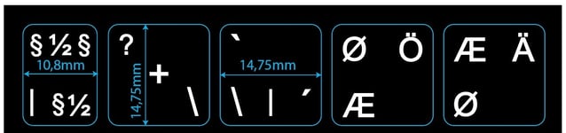 Klistermärken för tangentbord till nordisk layout (SE/DK/NO/FI) 5-keys, svart