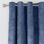 Argos Home Crushed Velvet Lined Eyelet Curtains - Navy Width 117Cm X Drop 137Cm