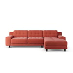 Habitat Hendricks Right Hand Corner Sofa - Papaya- Black Leg Papaya 4 Seater