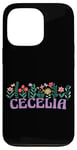 Coque pour iPhone 13 Pro Wildflower Floral Cecelia Prénom Fête des Mères Femme