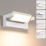 Applique Murale Extérieur Intérieur,22W 3000K blanc chaud Moderne Luminaire Murale,Éclairage Murals Imperméable IP65,Décorative Mur Lampe avec LED Panneau Rotatif pour Couloir Entrée Jardin,Blanc