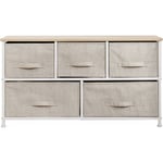 Soges - Commode Meuble de Rangement étagère en Métal avec Tiroirs/Boîtes de Rangement en Tissu Amovibles Commode pour Chambre, 5 Tiroir- Beige, 106-BM