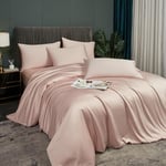 Luofanfei Parure de lit 240x260 Rose Adulte 2 Personnes Unie Bambou Polyester Housse de Couette 260 x 240 Lisse Soyeux Ensemble Literie avec Fermeture éclair et 2X 65x65cm Taies d'oreiller