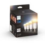 PHILIPS HUE Philips Hue Vit Atmosfär, E27 Ansluten Led -glödlampa, 60w Motsvarande, 800 Lumen, 4 Pack, Bluetooth Kompatibel