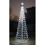 Sagesse 3259 Sapin de Noel en cone me'tallique 2 mt avec tube lumineux de 360 lumie'res led perle blanc froid et 8 effets lumineux pour inte'rieur et