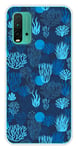 Coque en silicone imprimée compatible Xiaomi Redmi 9T Corail bleu