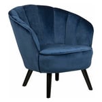 Beliani - Fauteuil Glamour Tapissé en Velours Bleu Foncé Haut de Gamme pour Chambre ou Salon Moderne et Chic