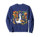 Funny llama Blowing Fall Leaves with Leaf Blower Abstract Sweatshirt