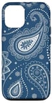 Coque pour iPhone 15 Pro Bandana classique bleu et blanc motif cachemire