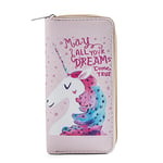 DonDon Women’s Purse Wallet Unicorn Pattern Saying Dreams Come True