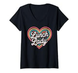 Womens Lunch Lady Heart Cafeteria Worker V-Neck T-Shirt