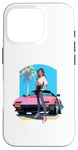 Coque pour iPhone 16 Pro Fille de style anime et manga devant une voiture de sport rose