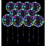 LED-ballonger 10-pack, upplysta ballonger 20 tum genomskinliga heliumballonger Bobo-ballonger, lysande bubbelballonger med ljusslingor för alla hjärtans dag färgglada