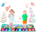 NK Piano Tapis Musical Bébé avec 8 Sons d'instruments LED - Cadeau Enfant 3 4 5 Ans, Jouer Montessori, Idee Jeux de Noël et d'anniversaire, Repliable, Fonction Record/Playback (110x36cm)