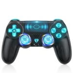 Gamrombo OLED Manette sans fil pour PS4, Black Custom Design avec lumière RVB, batterie 1000 mAh, prise audio 3,5 mm et fonction Turbo, Contrôleur pour PS4/Slim/Pro et PC Windows