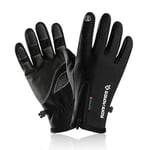 XXY Outdoor Sports Winter Thermal Warm Touchscreen Cycling Bike Bicycle Ski Running Motorcycle Gloves Full Finger Man Women Thermal Waterproof Gloves (Color : Model 4 Black, Size : L)