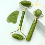 3 part Facial Massage Crystal Roller Jade Roller Stone Natural