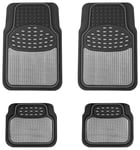 Streetwize Heavy-Duty Rubber Car Mat Set - Chrome Trim