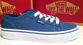 New Kids Boys Vans Ferris Canvas Blue Steel/White Trainers Plimsolls Shoes UK 13