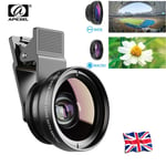 APEXEL Wide Angle & Macro Phone Camera Lens Kit Clip For iPhone Samsung new Y5S5