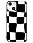 Wihytec Black and White Irregular Checkered Phone Case for iPhone 12/12 PRO Big Checkers Case Cover TPU Bumper Hard Back Shockproof Phone Case Girly Grid Phone Cover with Lattice Design