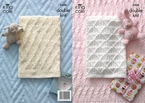 King Cole 3506 Knitting Pattern Baby Blankets To Knit In Comfort DK