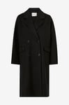 By Malina - Kappa Lauretta Fringe Detail Wool Coat - Svart