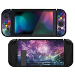 PlayVital Coque de Protection Joycon pour Switch Console,Housse en TPU Souple pour Switch,Coque pour Switch,Housse de Protection pour Switch avec Capuchons Bouton ABXY Direction-Galaxie Violette