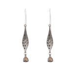 Sterling Silver Black Rhodium Smokey Quartz Drop Earrings D