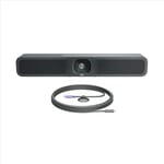 Logitech MeetUp 2 All-in-One USB Conference Room Camera, Compact Video Bar With Built-in AI Features, Works With Microsoft Teams, Active USB Cable | Single-cable BYOD connection with MeetUp 2