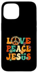 Coque pour iPhone 15 Costume hippie sexy Love Peace Jesus Christian Fun années 60 et 70