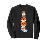 Happy Halloween Spooky Cute Boo Shost Pumpkin Stack Vertical Sweatshirt