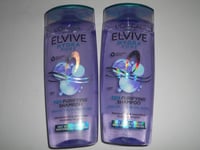 x 2 L'Oreal Paris Elvive Hydra Pure 72h Purifying Shampoo, 250ml new uk seller