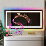 LUVODI 1200x600mm Bathroom Mirror LED Lights Illuminated Mirror RGB Bluetooth