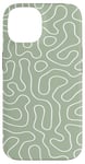 Coque pour iPhone 14 Motif simple de lignes fines vert sauge