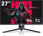 Ecran Pc Gaming 27 144Hz,Résolution Wqhd (2560 X 1440),1Ms,Display Port & 2X Hdmi,Adaptive Sync,Noir