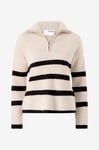 Selected FEMME - Tröja slfMaline LS Knit Half Zip - Beige