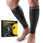 CAMBIVO Manchon Compression Mollet 2 Paires, Bas de Contention Femme Homme, Chaussettes de Contention 20-30mmHg, Chaussettes Compression, pour Varices, Circulation Sanguine Jambes, Voyage, Avion