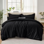 Tifschlaf King Size Duvet Cover - Black Kingsize Bedding Bed Set Soft Brushed Microfiber with Zipper Closure, Quilt Cover with 2 Pillowcases 50x75cm