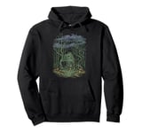 Dark Cottagecore Mystical Forest Cabin Scene Pullover Hoodie