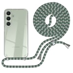 For Samsung Galaxy S24 Phone Case with Lanyard Chain Light Green Camouflage