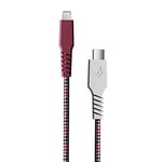 Skullcandy Line+ Braided Lightning Cable, 20W USB C to Lightning Charger Cable and Sync Cable with Fast Charging for iPhone/Pro/Max, 6ft, Vice/Crimson