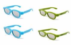 2 Blue 2 Green Kids 3D Childrens Glasses for Passive TVs Cinema Projectors